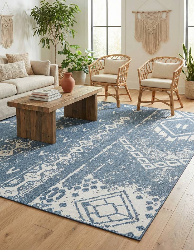 Detail image of 13' x 13' Easy-Clean Bohemian Indoor / Outdoor Square Rug