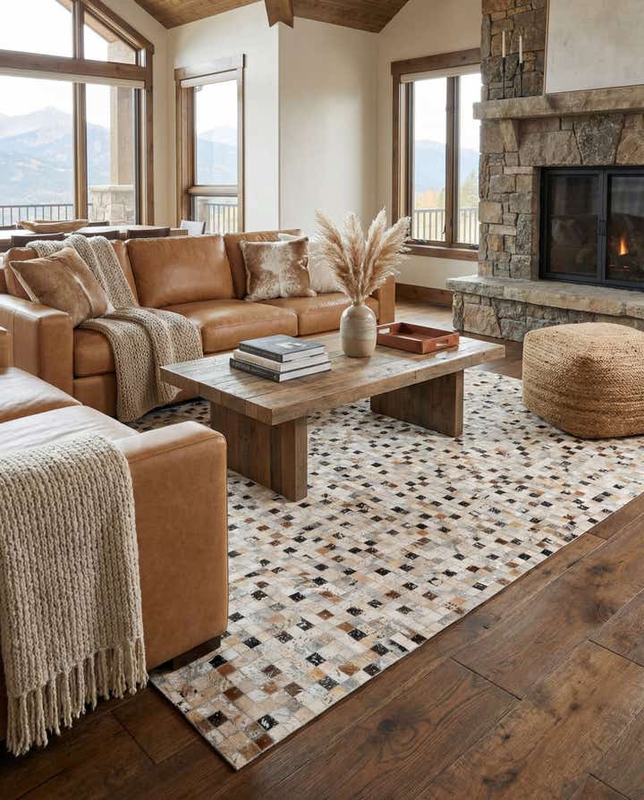 5' 3 x 7' 6 Cowhide Stocks Rug