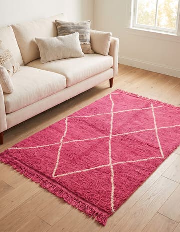 4' x 5' 2 Hand Knotted Moroccan Wool Rug