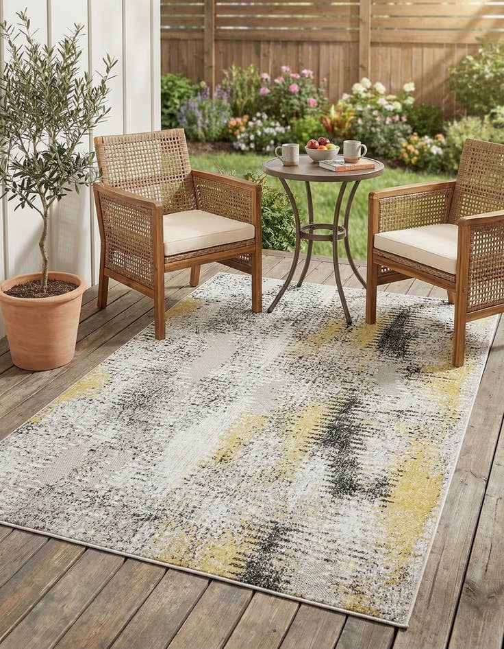 Detail image of 4' x 6'  Washable Modern Indoor / Outdoor Rug