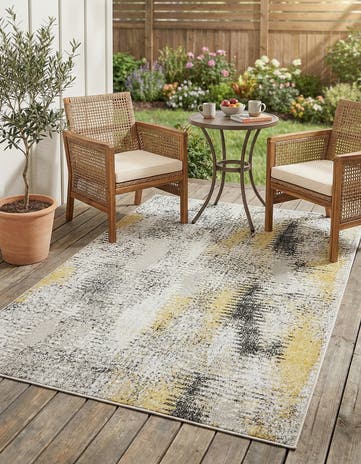 Ivory Easy-Clean Modern Indoor / Outdoor Rug