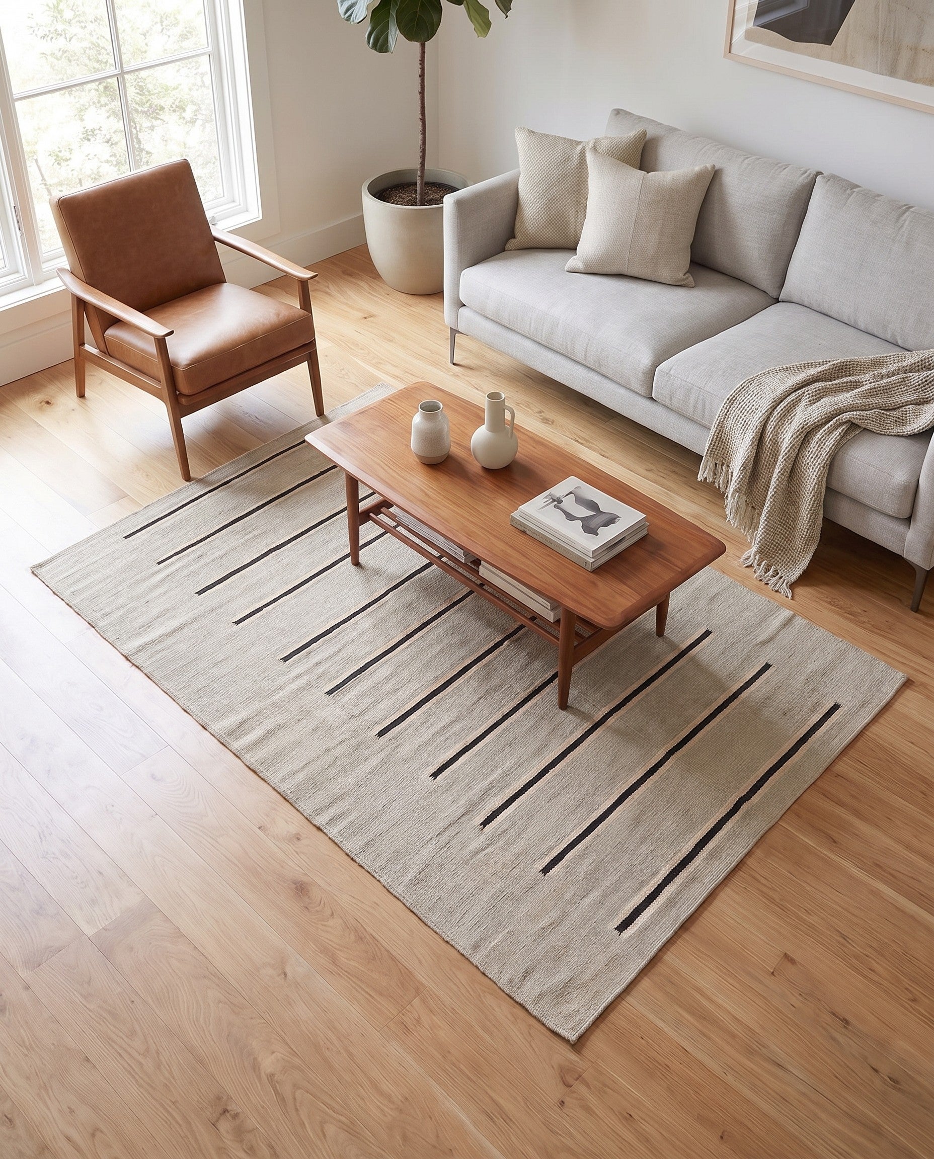 4' 3 x 5' 10 Hand Woven Kilim Modern Wool Rug