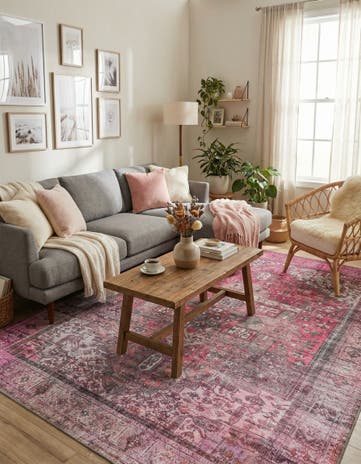 Pink Washable Timeless Rug