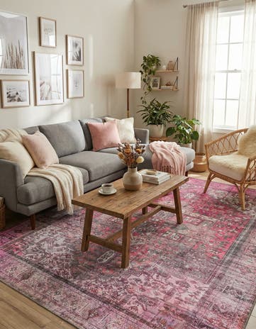 Pink Washable Timeless Rug