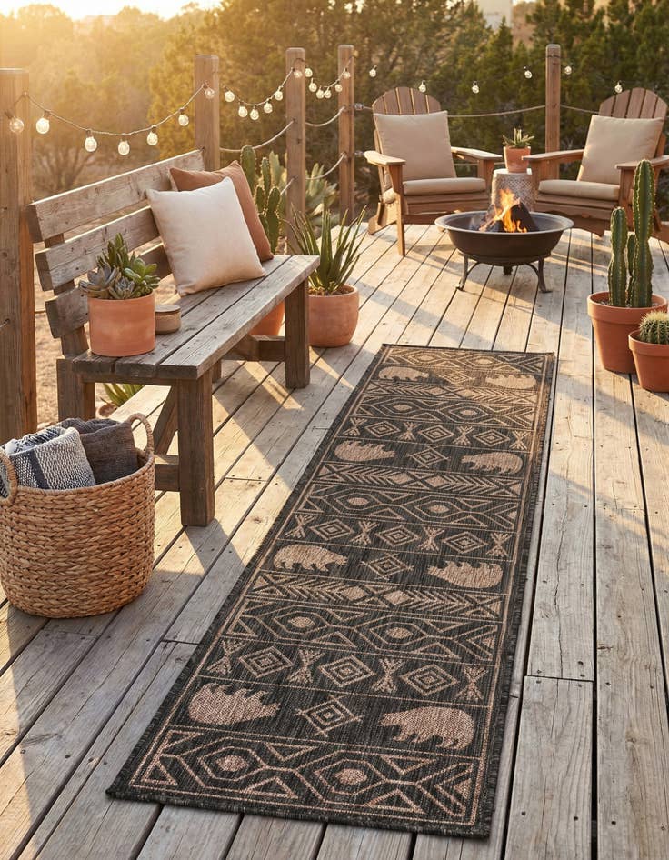 Detail image of 2' x 8'  Washable Southwestern Indoor / Outdoor Runner Rug