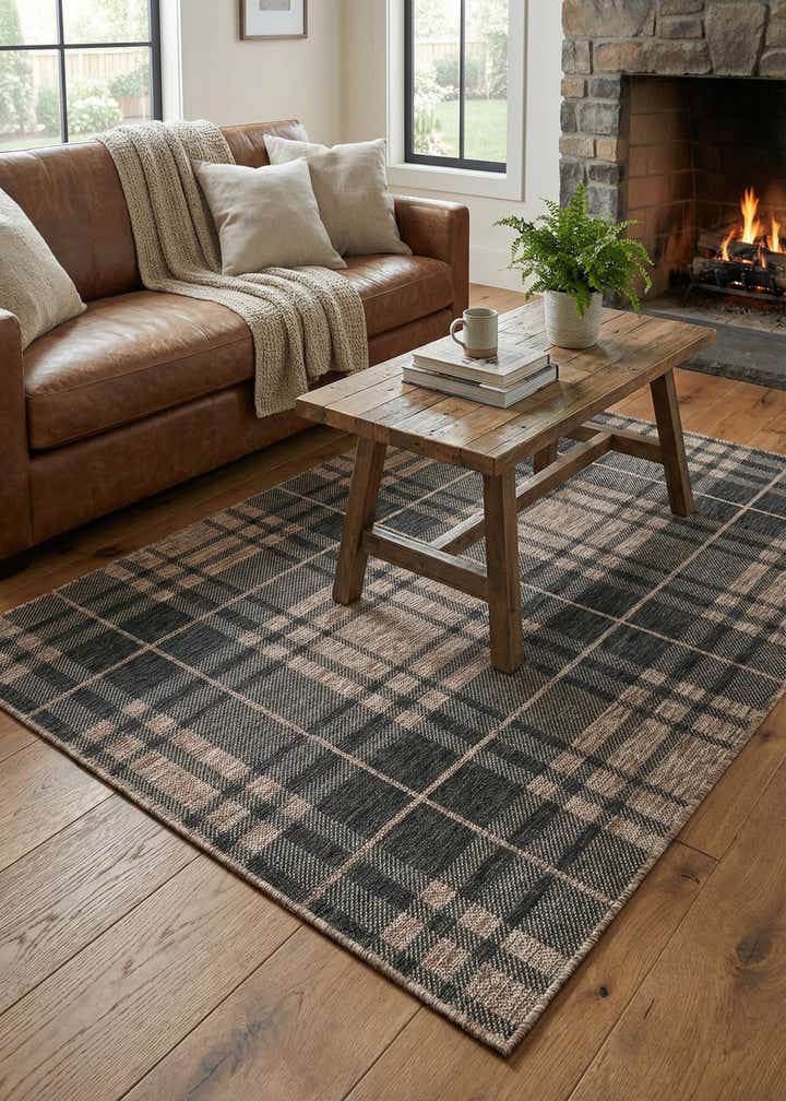 4' x 6' Easy-Clean Checkered Indoor / Outdoor Rug