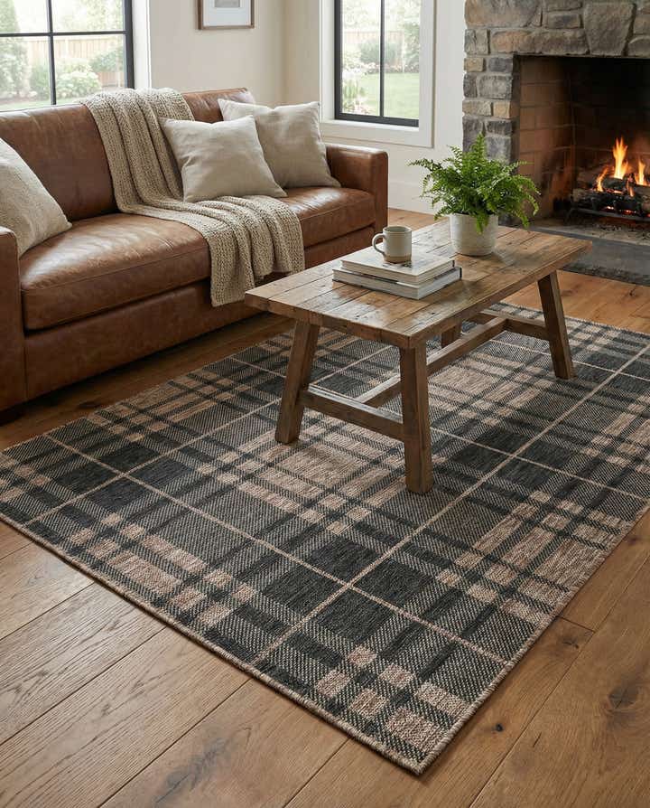 4' x 6' Easy-Clean Checkered Indoor / Outdoor Rug