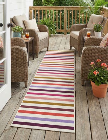 White Easy-Clean Ribbon Indoor / Outdoor Runner Rug