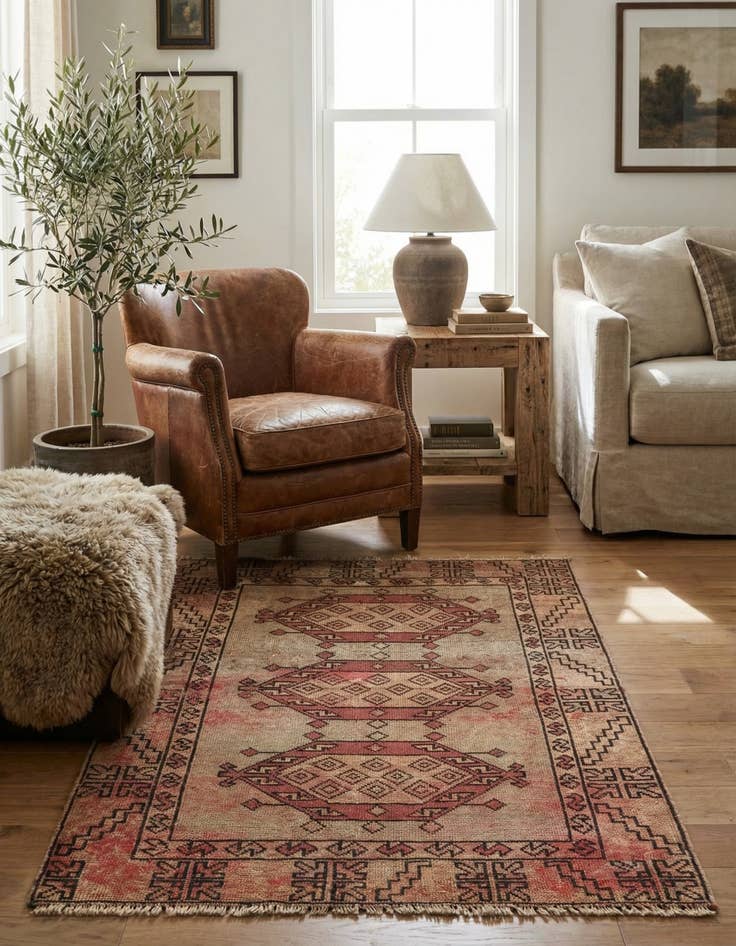 Detail image of 3' 9 x 5' 7 Hand Knotted Ultra Vintage Persian Wool Rug