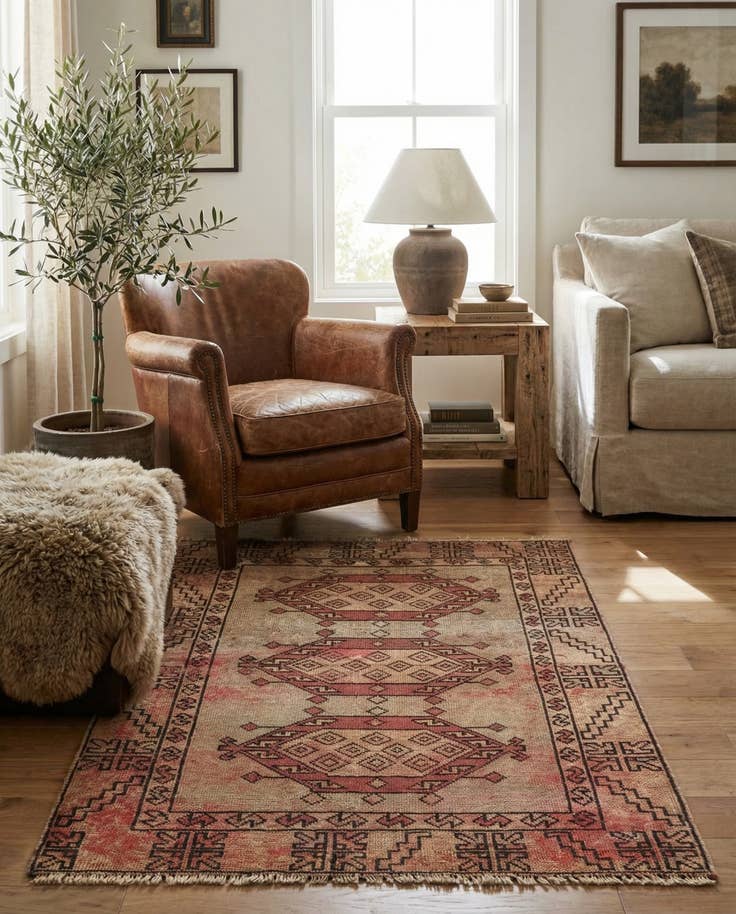 Detail image of 3' 9 x 5' 7 Hand Knotted Ultra Vintage Persian Wool Rug