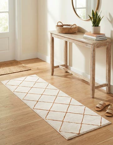 White and Gold Vogue Geo Runner Rug