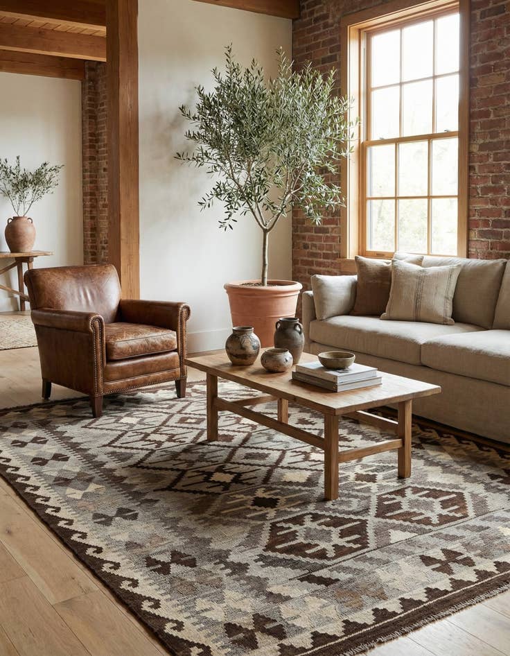 Detail image of  5' 5 x 6' 8  Hand Woven Kilim Maymana Wool Rug