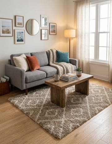5' 3 x 5' 3 Lattice Shag Square Rug