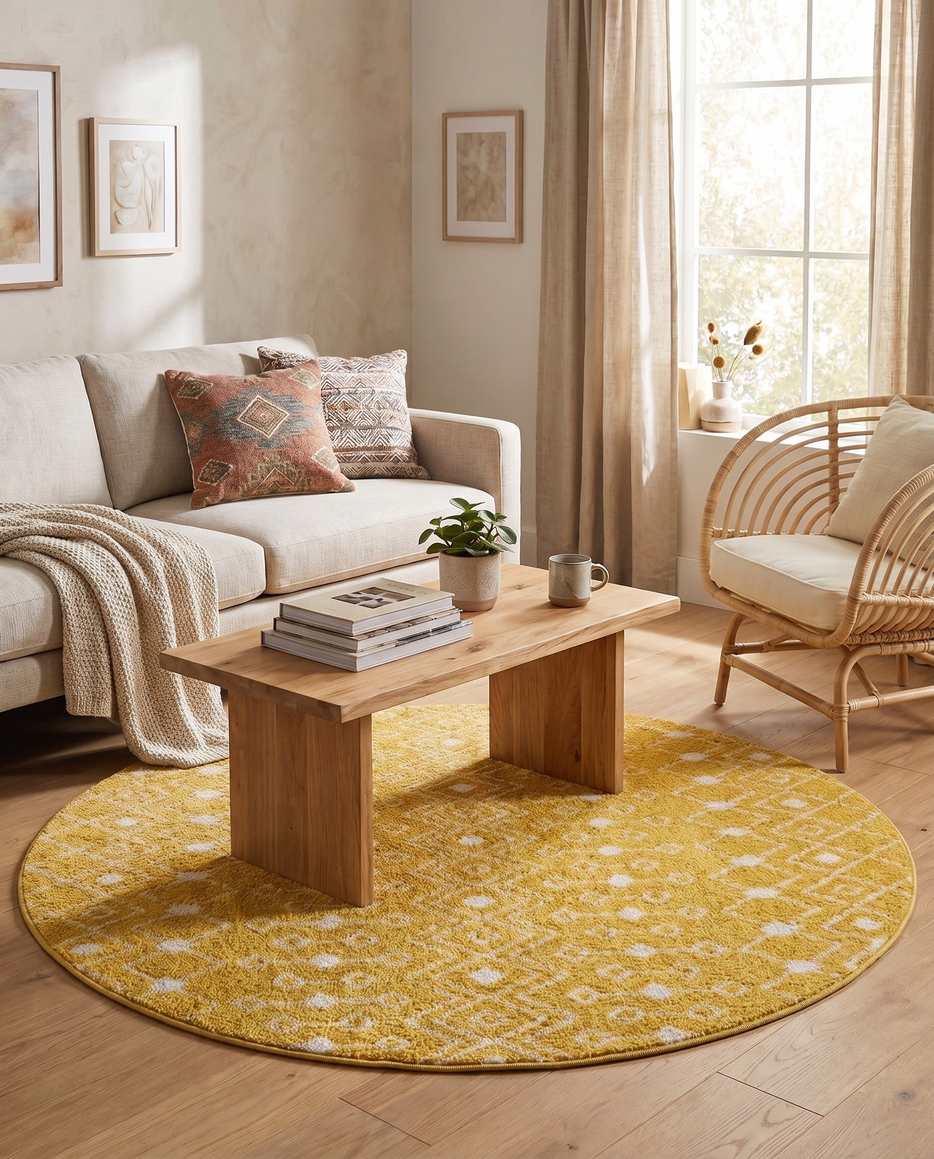 5' 3 x 5' 3 Moroccan Trellis Round Rug