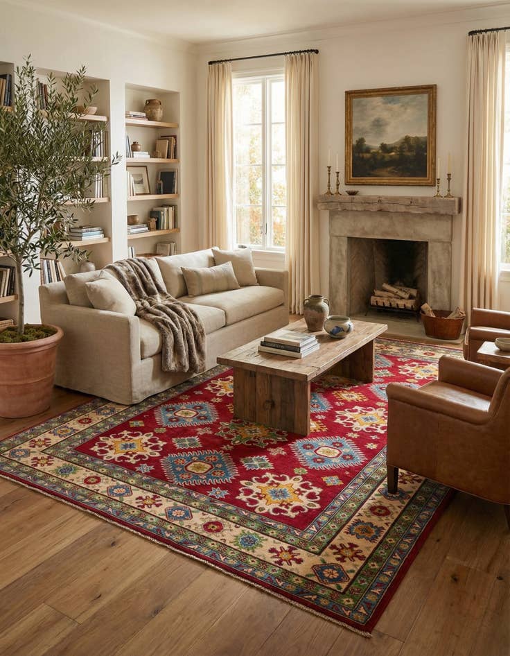 Detail image of 6' 9 x 9' 6  Hand Knotted Kazak Rug