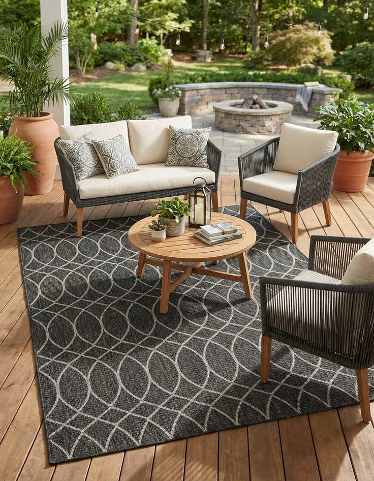 Detail image of  6' 5 x 9'  Washable Lattice Indoor / Outdoor Rug