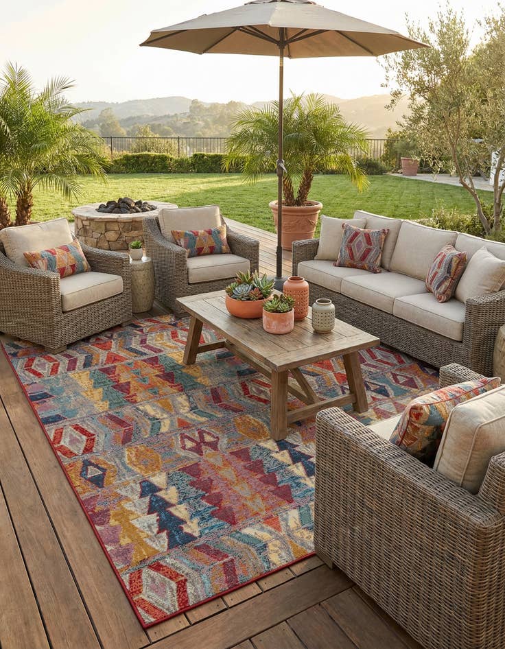 Detail image of 10' x 10'  Washable Modern Indoor / Outdoor Square Rug