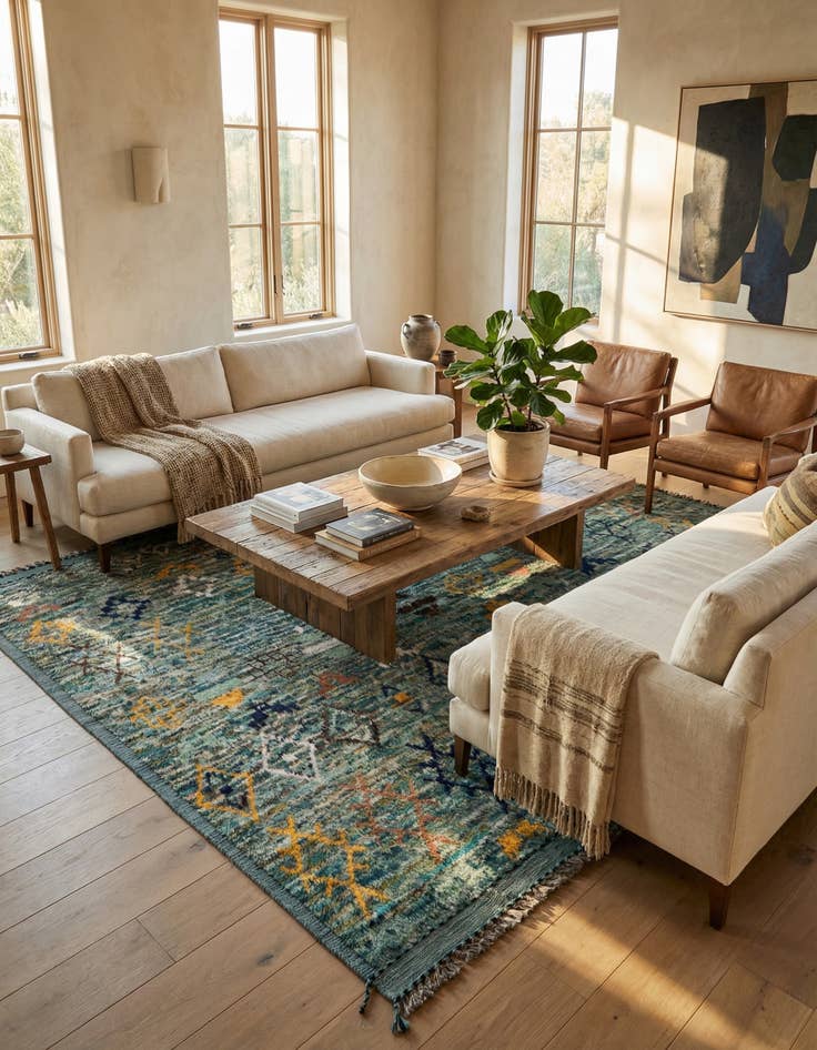 Detail image of 8' 10 x 10' 8  Hand Knotted Moroccan Wool Rug