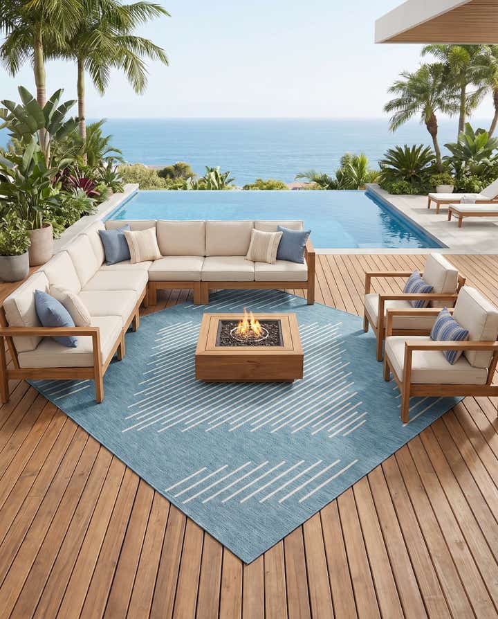 10' 8 x 10' 8 Easy-Clean Modern Indoor / Outdoor Square Rug