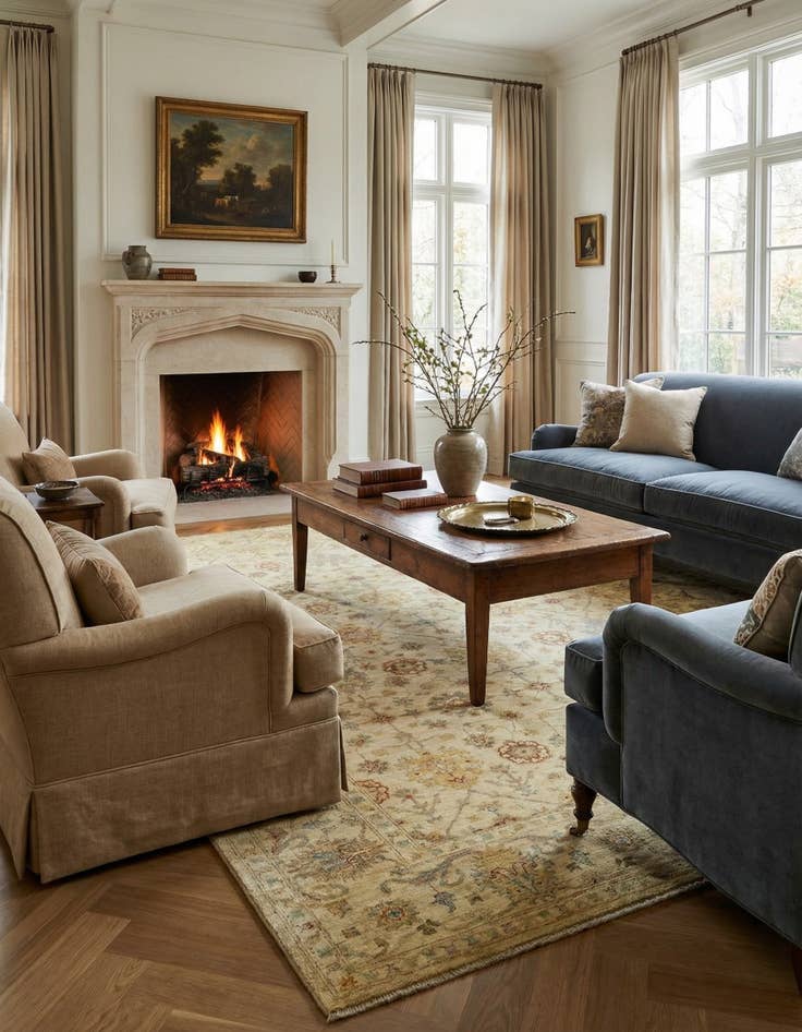 Detail image of 6' 6 x 9' 7  Hand Knotted Peshawar Ziegler Rug