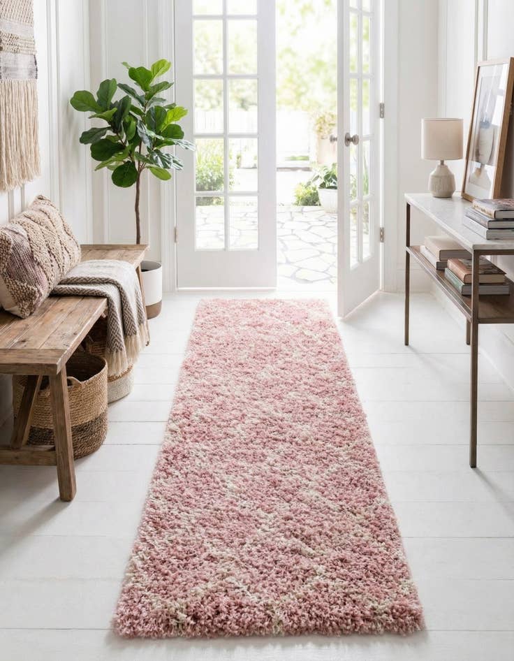 Detail image of  2' x 6' Lattice Shag Runner Rug