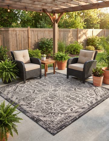 6' x 6' Easy-Clean Aztec Indoor / Outdoor Square Rug