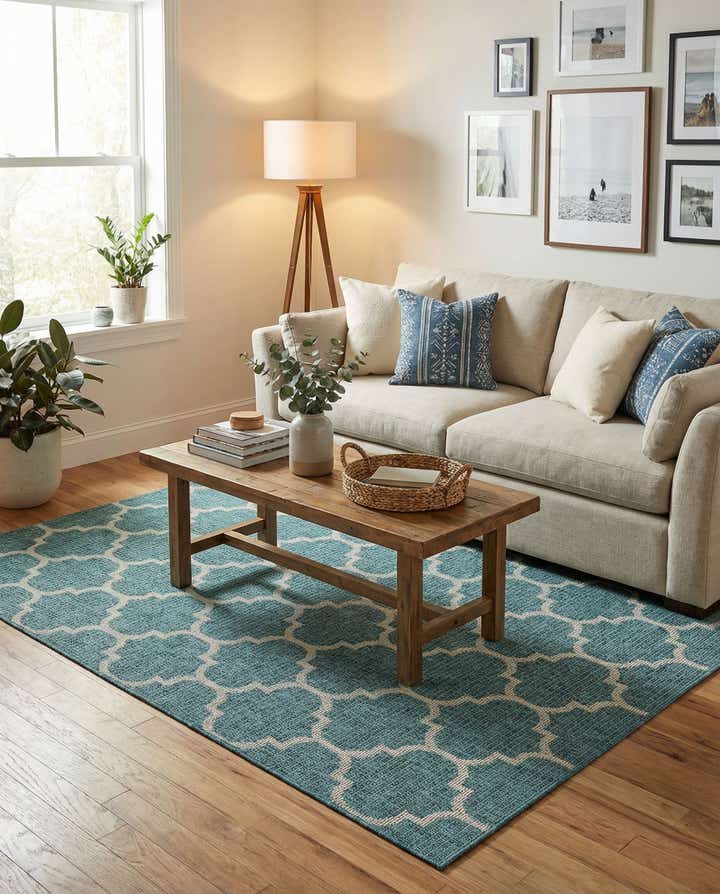 5' 3 x 8' Easy-Clean Lattice Indoor / Outdoor Rug