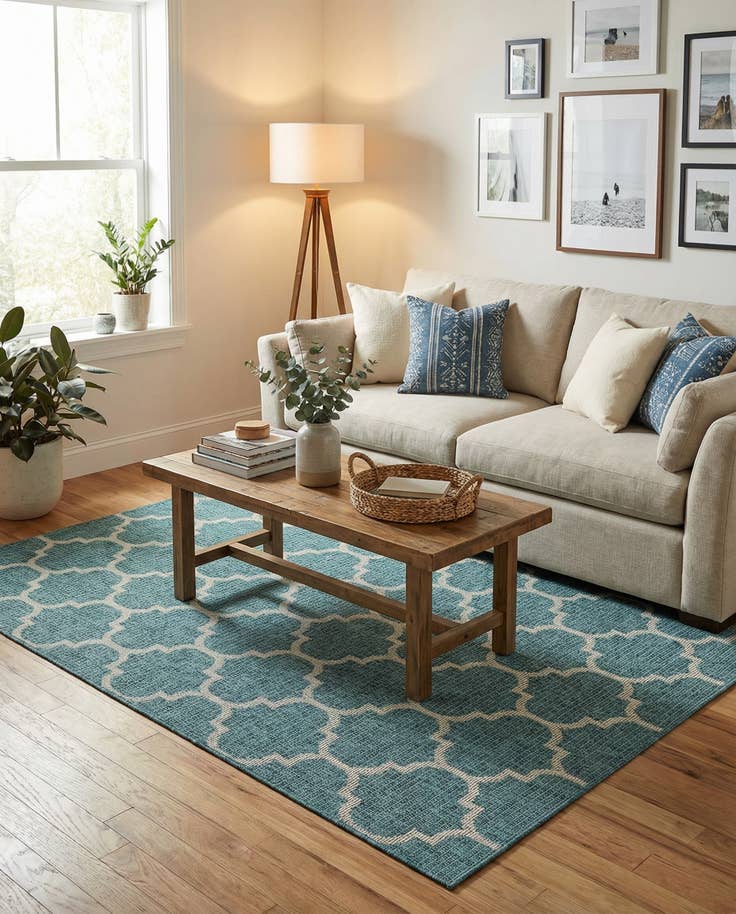 Detail image of 5' 3 x 8' Easy-Clean Lattice Indoor / Outdoor Rug