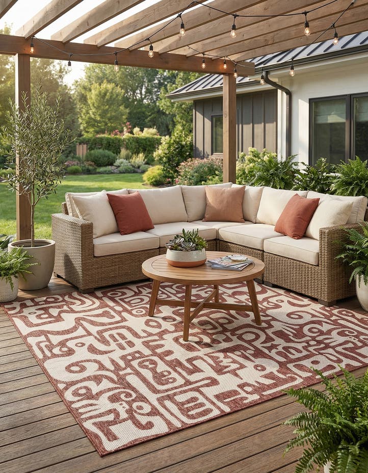 7' 10 x 7' 10 Easy-Clean Modern Indoor / Outdoor...