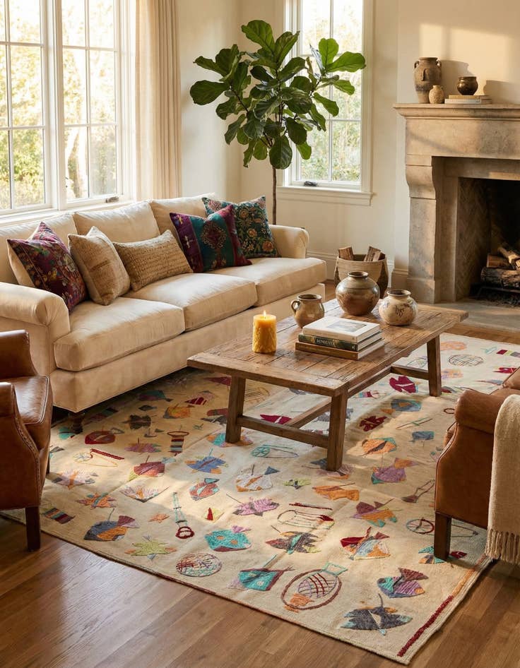 Detail image of 7' x 9' 2  Hand Woven Kilim Suzani Wool Rug