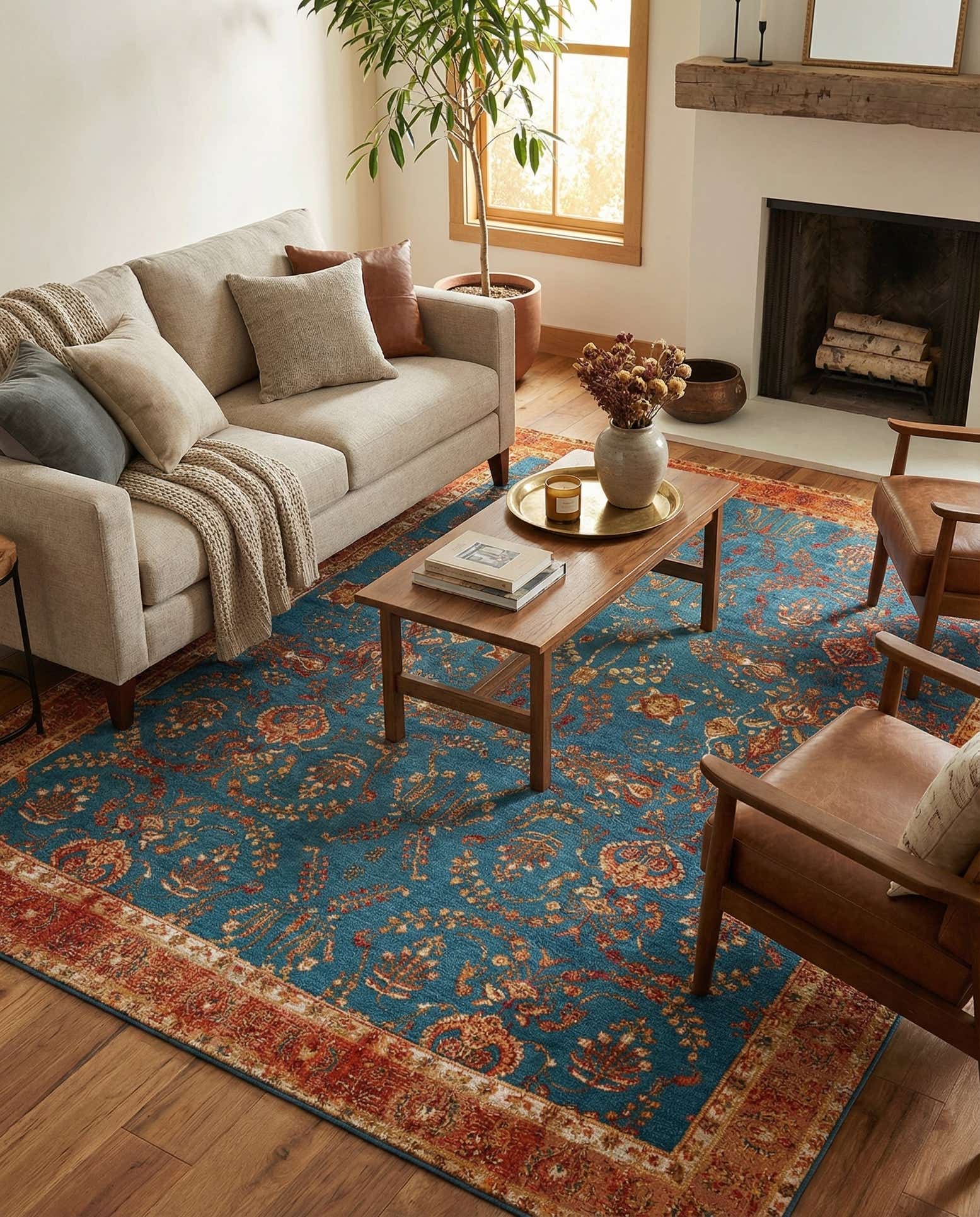 9' x 12' Easy-Clean Traditional Indoor / Outdoor Rug