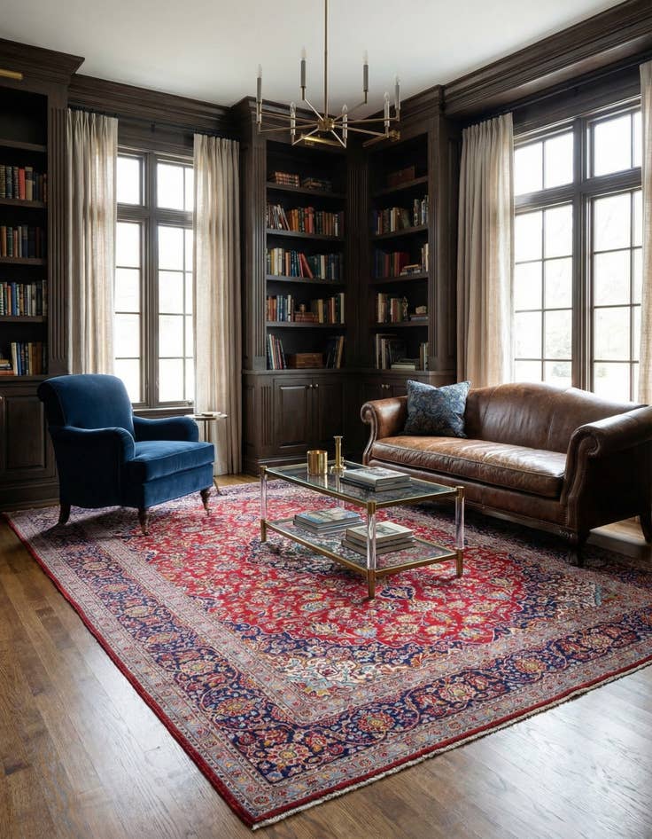 Detail image of 9' 9 x 13' 4  Hand Knotted Kashan Persian Wool Rug