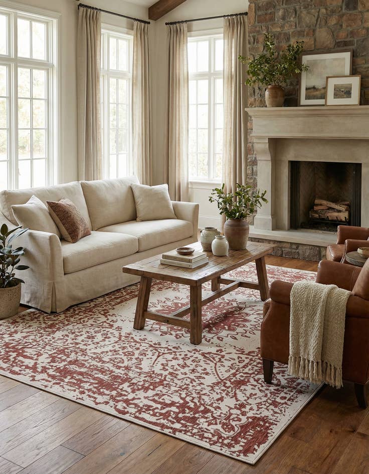 Detail image of  7' 10 x 10'  Washable Traditional Indoor / Outdoor Rug