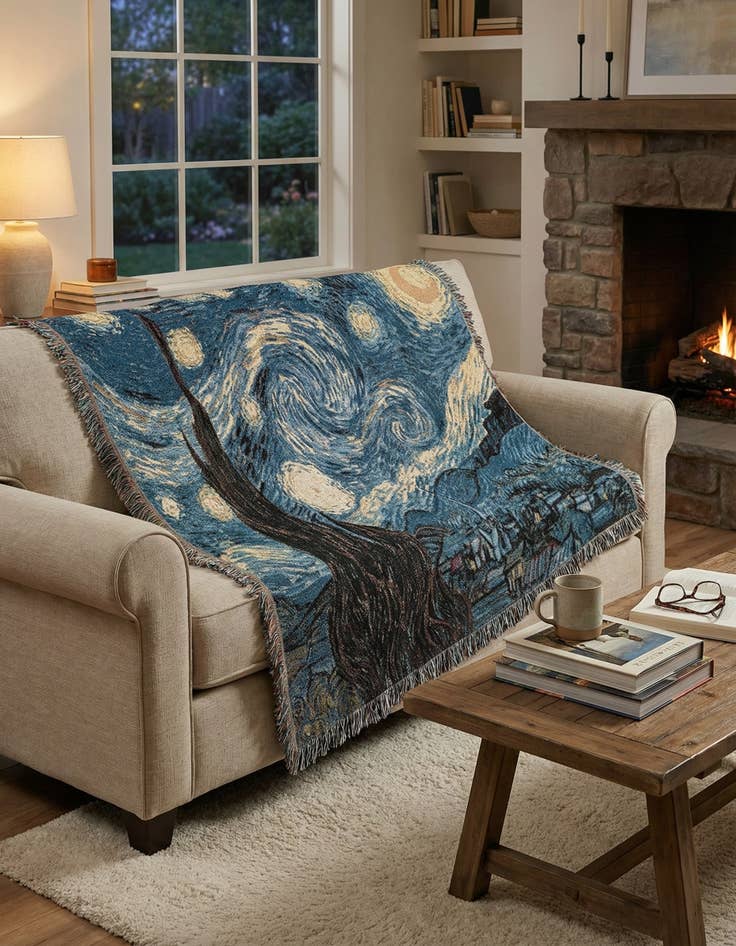 Detail image of 4' 6 x 6' Starry Night Throw Blanket