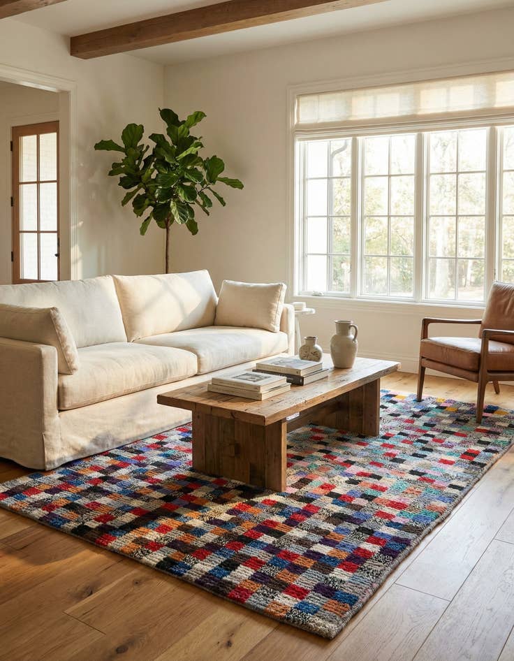 Detail image of 6' 7 x 9' 9  Hand Knotted Moroccan Wool Rug