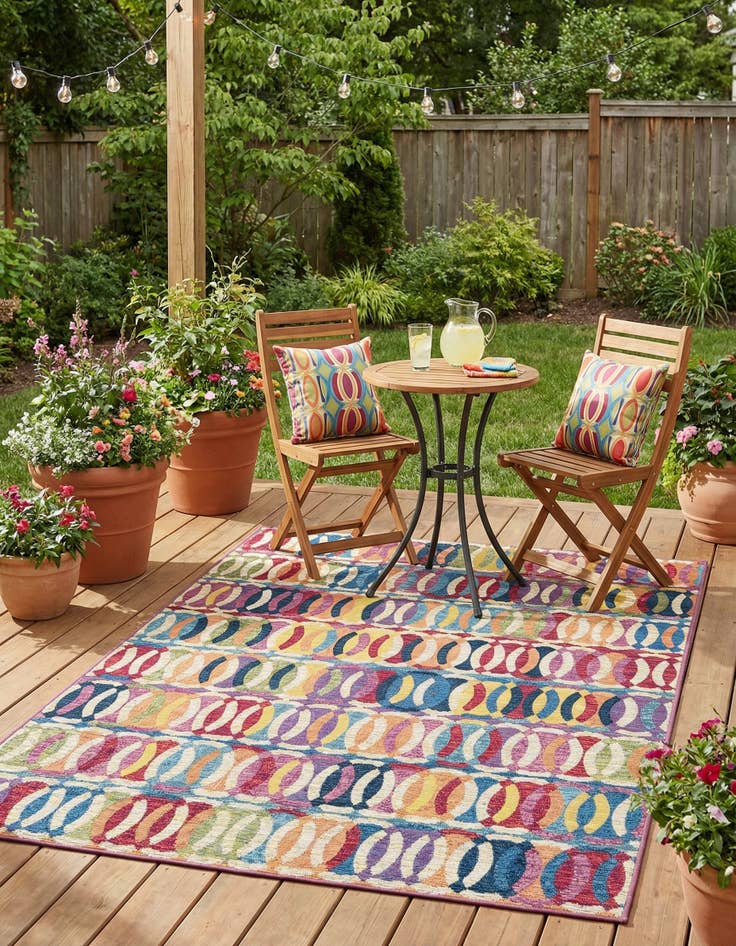 Detail image of 4' x 6'  Washable Modern Indoor / Outdoor Rug