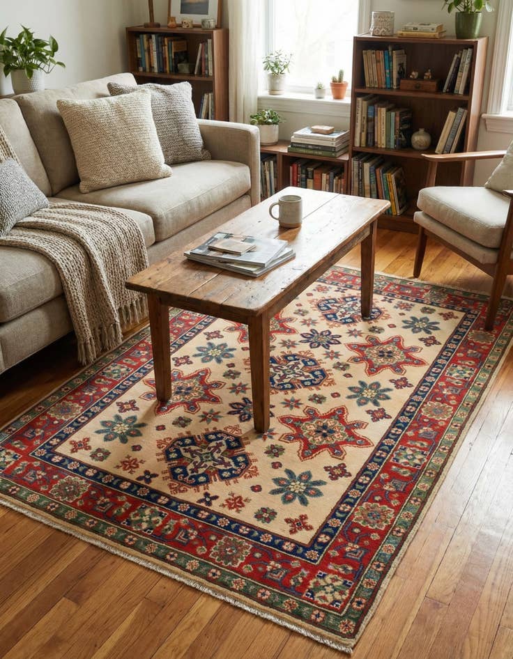 Detail image of 4' x 6'  Hand Knotted Kazak Rug