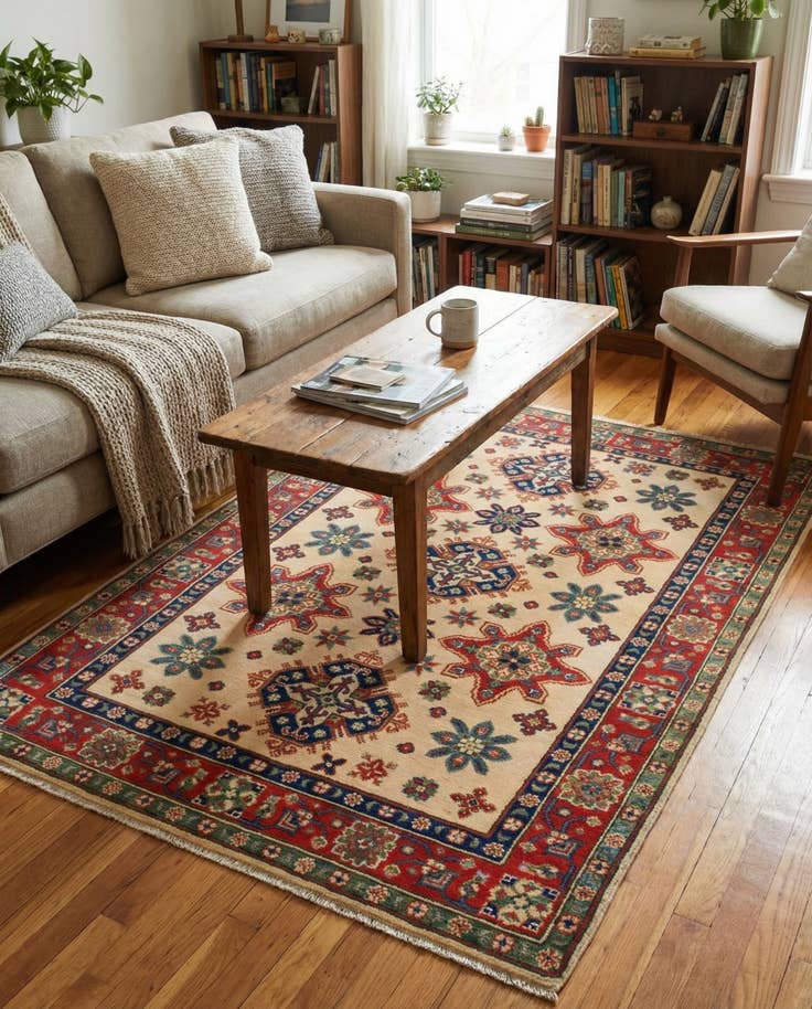 Detail image of 4' x 6' Hand Knotted Kazak Rug