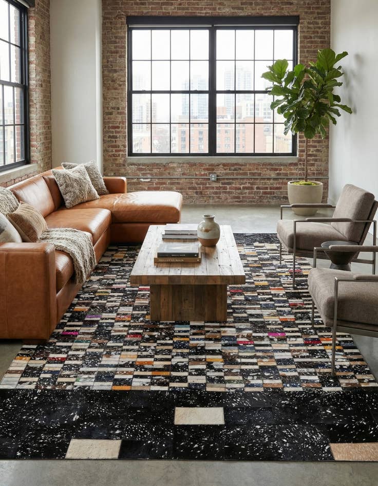 Detail image of  5' x 7' 11 Cowhide - Patchwork Rug