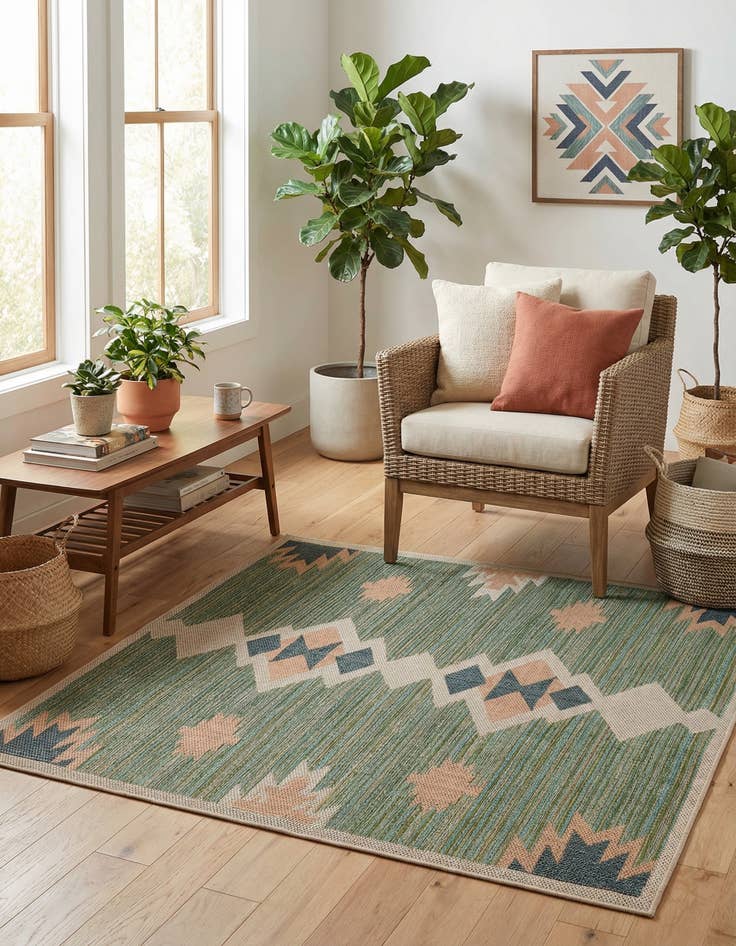 Detail image of  6' x 6'  Washable Baja Indoor / Outdoor Square Rug