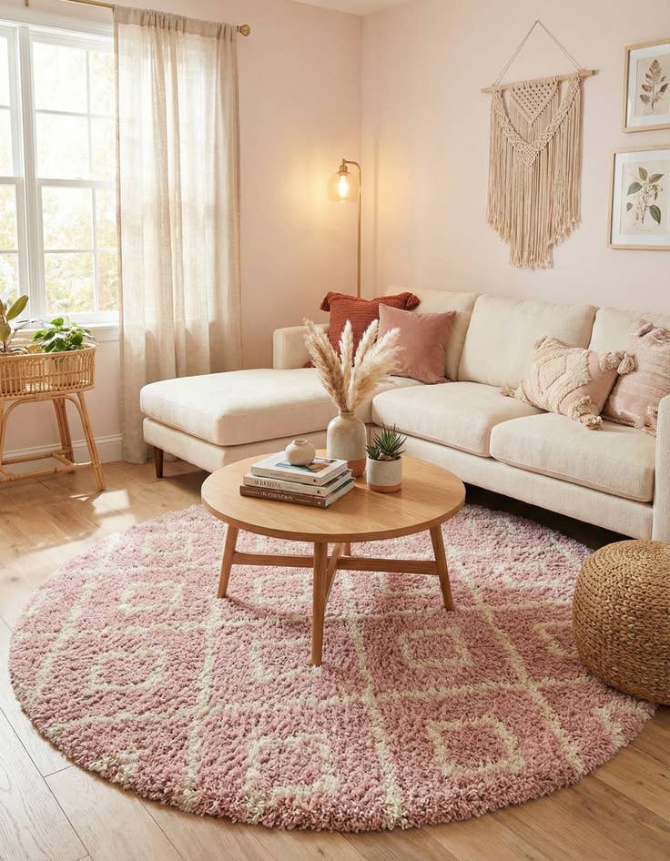 Detail image of  10' x 10' Lattice Shag Round Rug