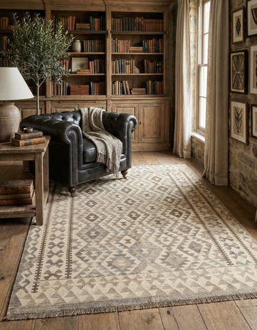 4' 10 x 6' 6 Hand Woven Kilim Maymana Wool Rug