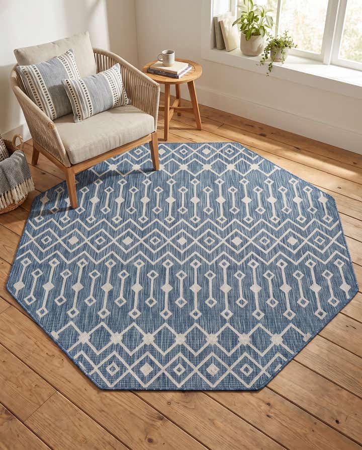 7' x 7' Easy-Clean Lattice Indoor / Outdoor Octagon Rug