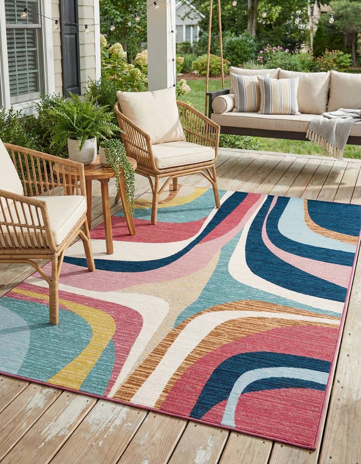 Detail image of 5' x 8'  Washable Modern Indoor / Outdoor Rug