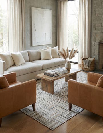 5' x 7' 9 Cowhide Leather Rug