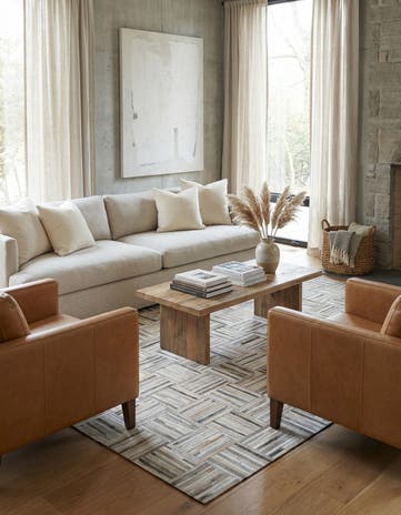 5' x 7' 9 Cowhide Leather Rug