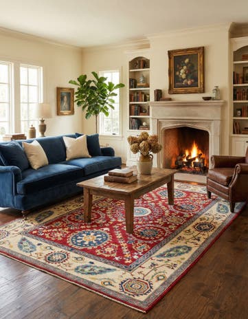6' 7 x 9' 6 Hand Knotted Kazak Rug
