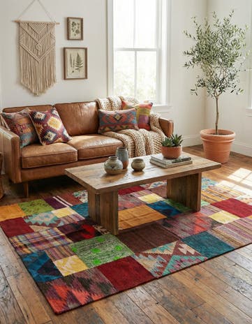 4' x 5' 11 Hand Woven Kilim Patchwork Wool Rug