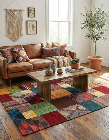 4' x 5' 11 Hand Woven Kilim Patchwork Wool Rug