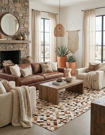 5' x 7' 10 Cowhide Leather Rug